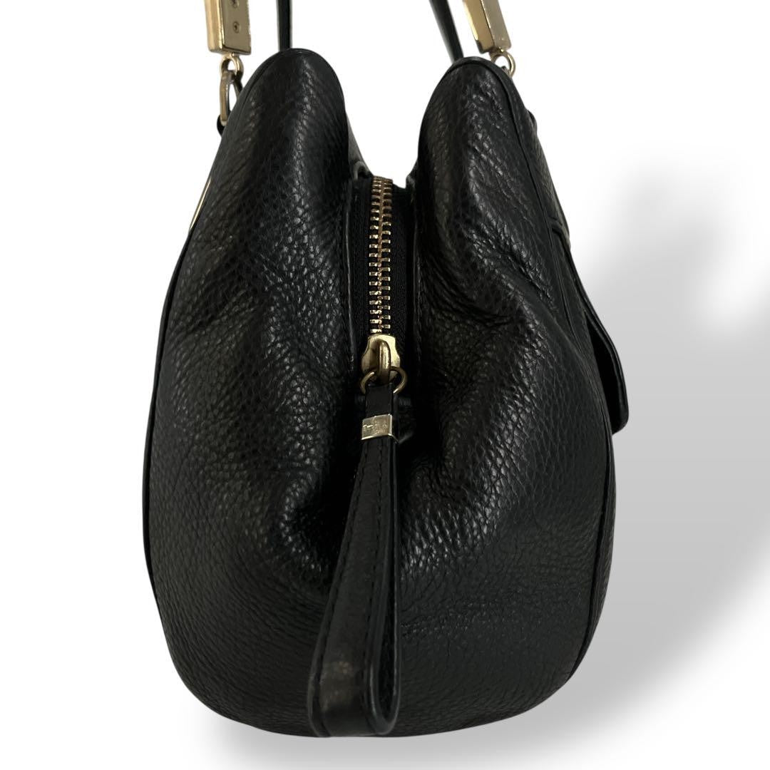 COACH Shoulder Bag Purse 2way Turn Lock Leather Black Authentic