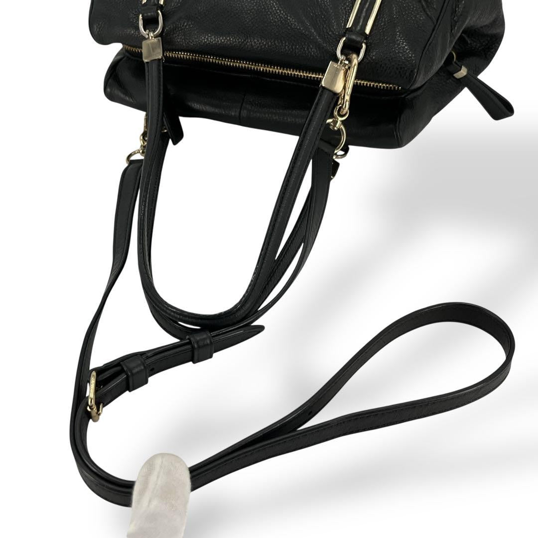 COACH Shoulder Bag Purse 2way Turn Lock Leather Black Authentic