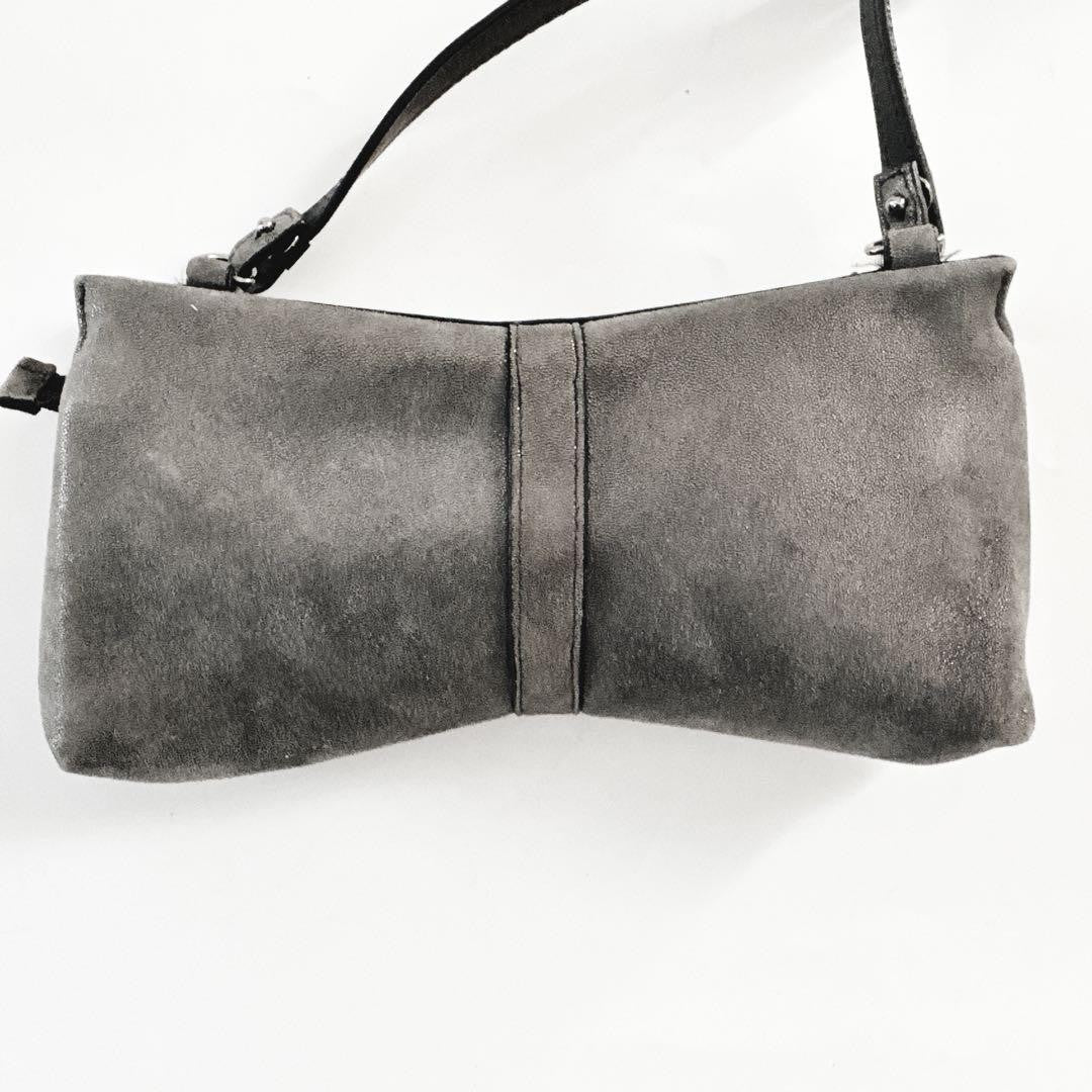 Salvatore Ferragamo Shoulder Bag Purse Accessory Pouch Vara Ribbon Gray Auth