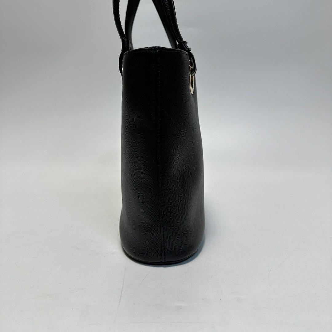 Salvatore Ferragamo Hand Bag Tote Purse Gancini Leather Authentic Black