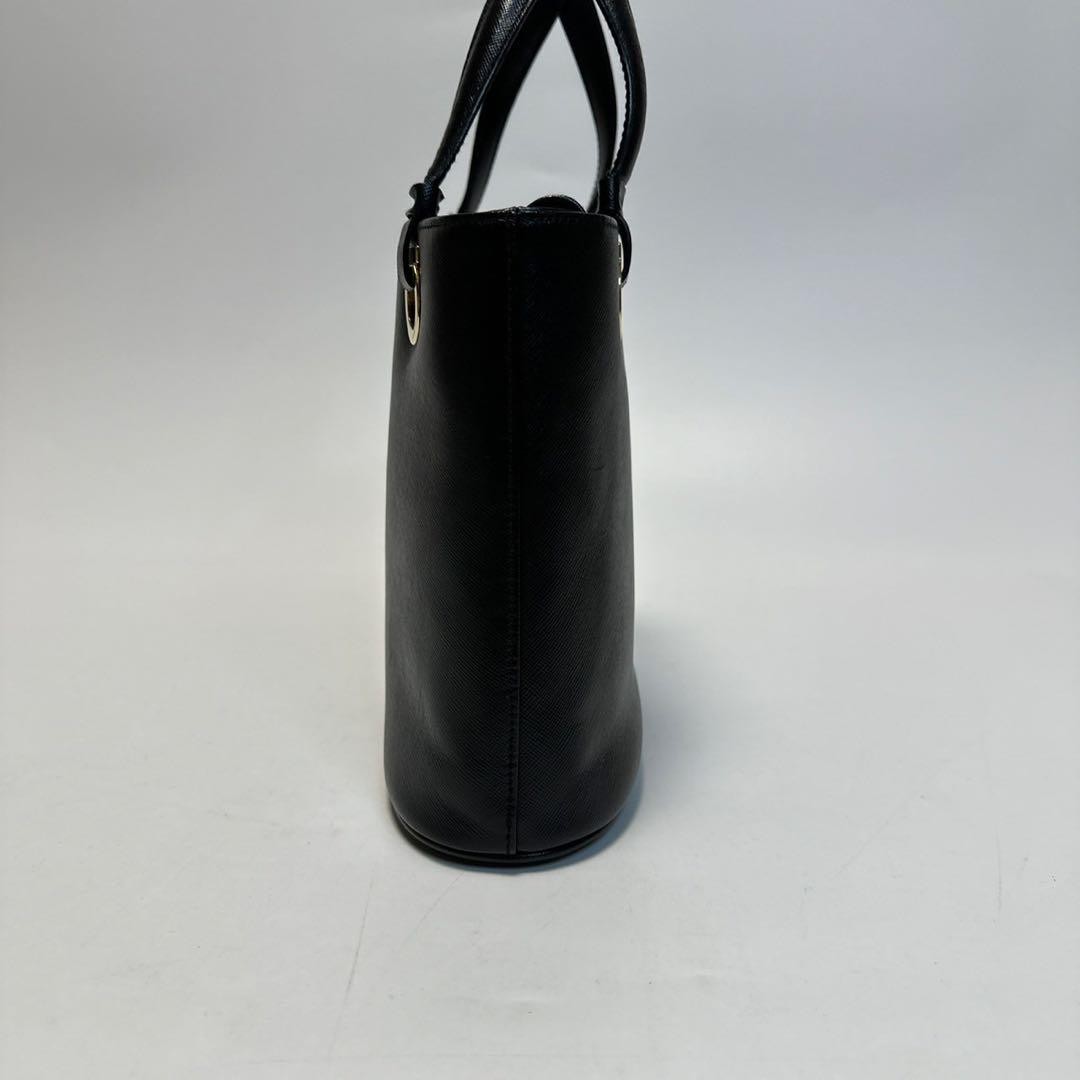 Salvatore Ferragamo Hand Bag Tote Purse Gancini Leather Authentic Black