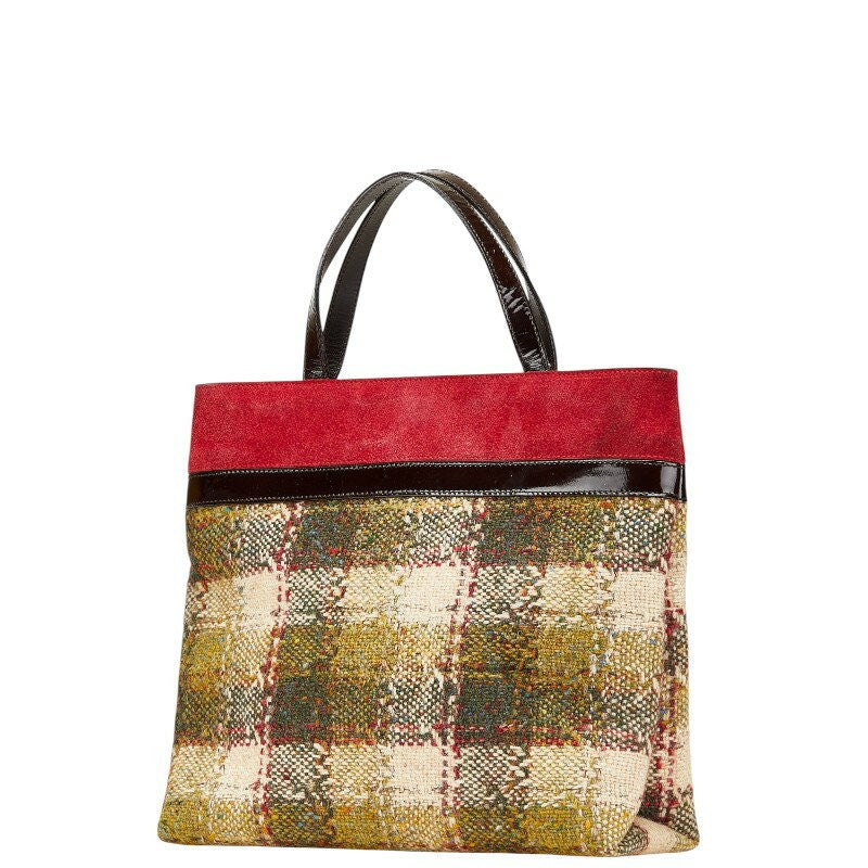 BURBERRY Hand Bag Tote Purse Nova Check Green Red Black Authentic