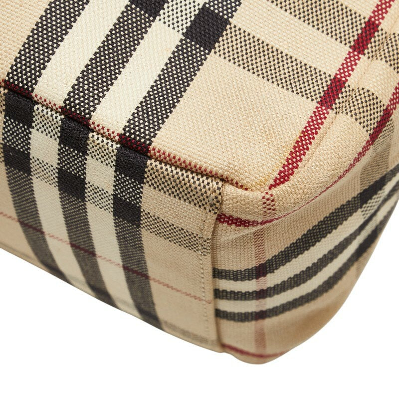 BURBERRY Hand Bag Tote Purse Nova Check Canvas Leather Beige Authentic
