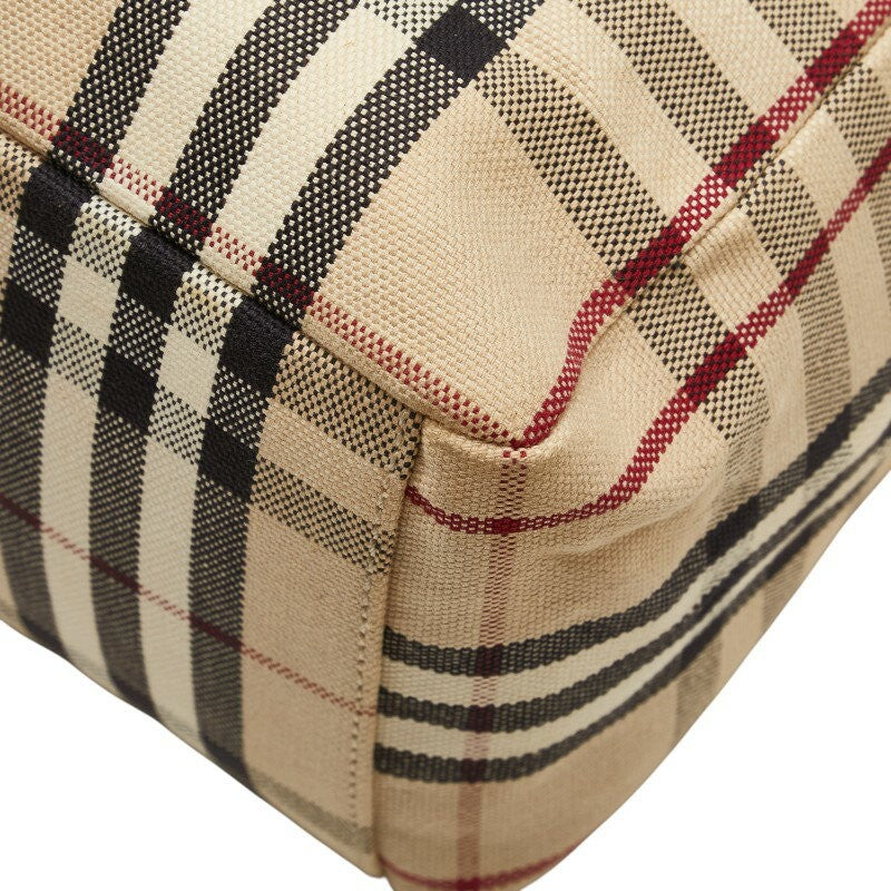 BURBERRY Hand Bag Tote Purse Nova Check Canvas Leather Beige Authentic