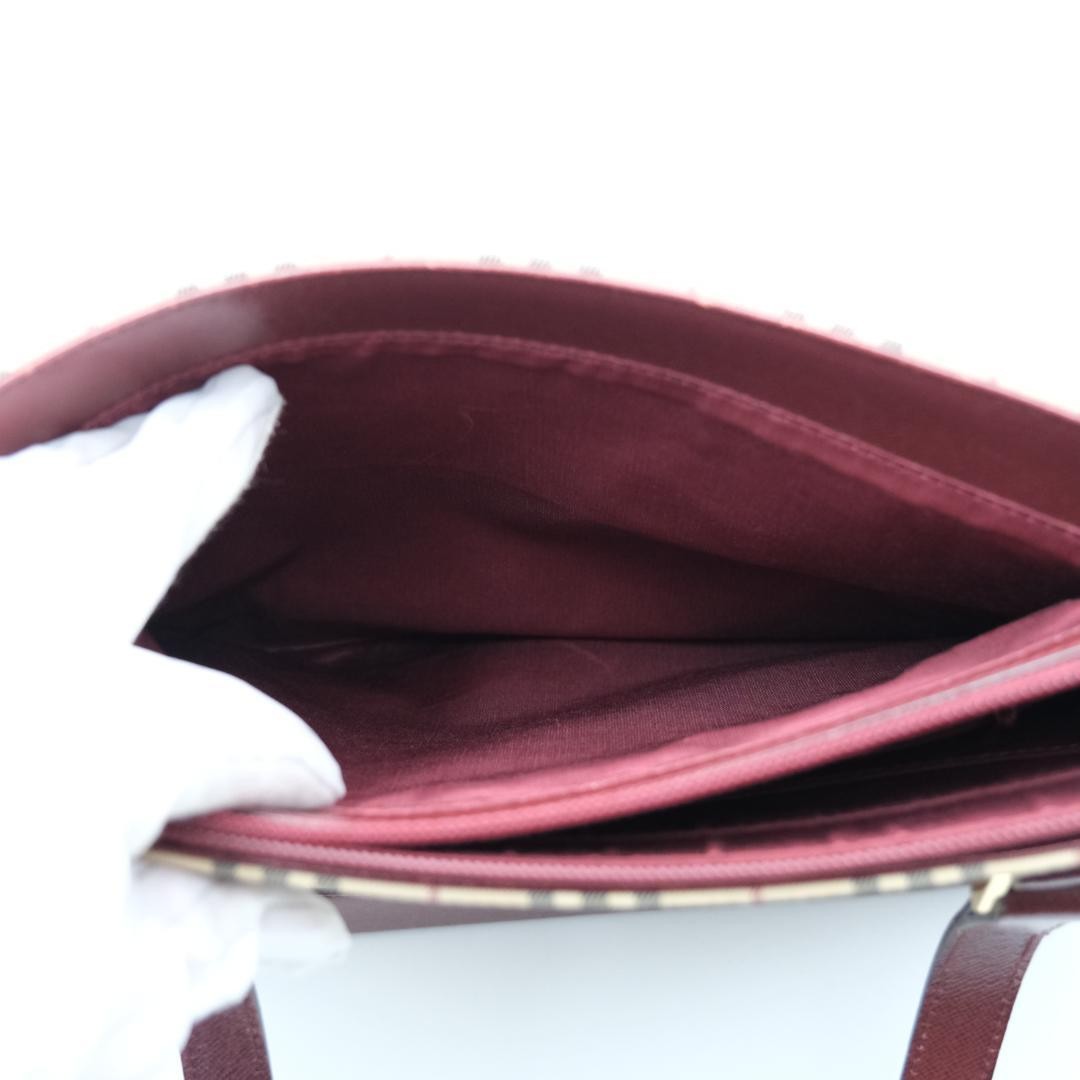 BURBERRY Hand Bag Tote Purse Nova Check Bordeaux Authentic