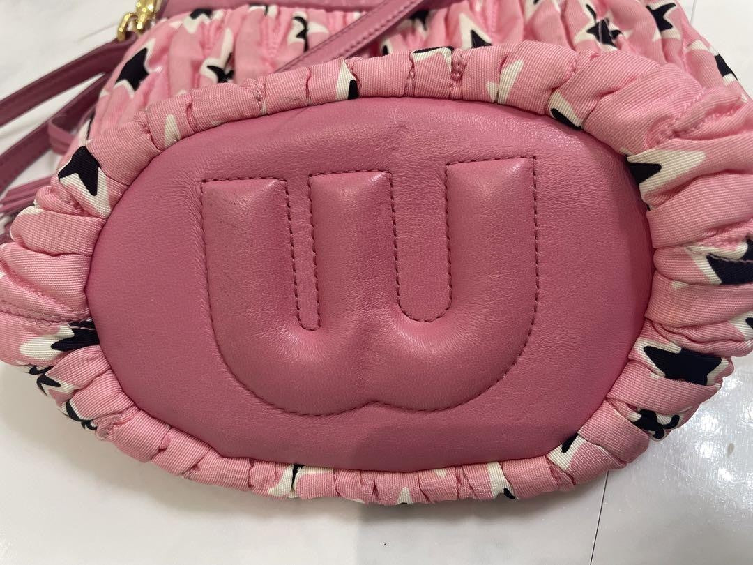 MIU MIU Shoulder Bag Purse Logo Pink Authentic