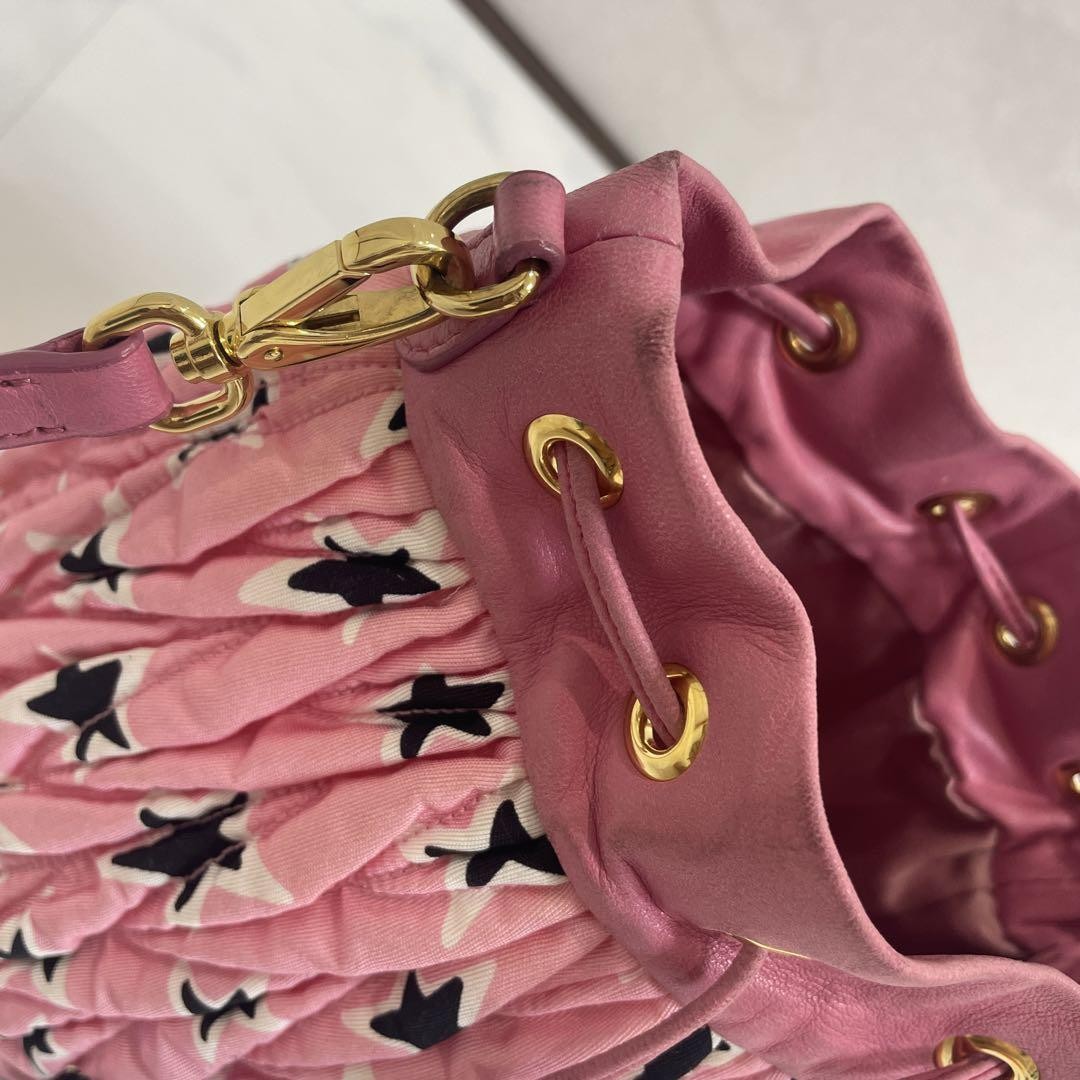 MIU MIU Shoulder Bag Purse Logo Pink Authentic