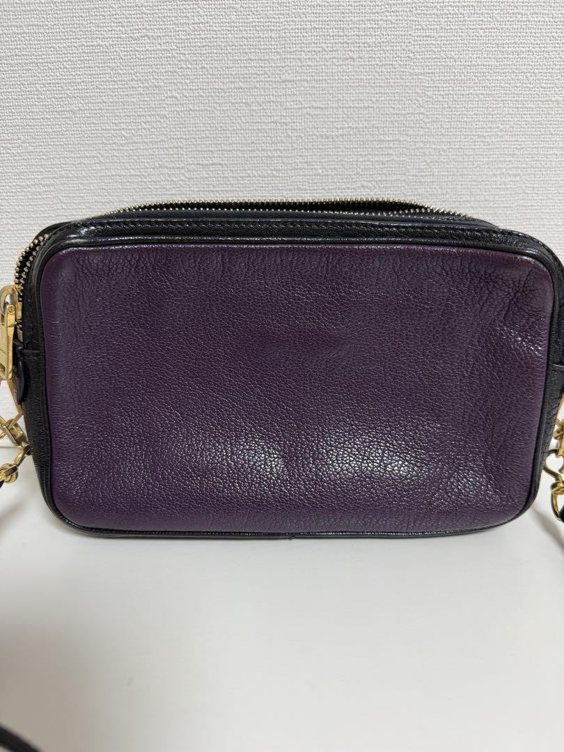 MIU MIU Shoulder Bag Purse Logo Leather Purple Authentic