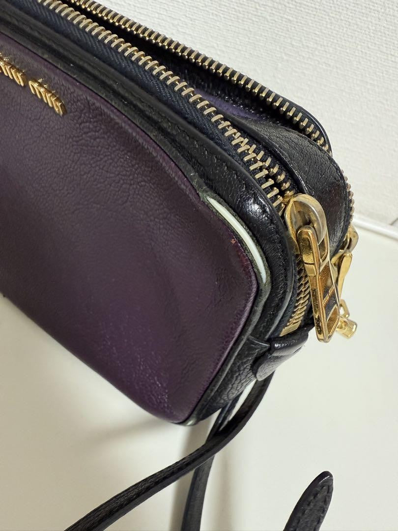 MIU MIU Shoulder Bag Purse Logo Leather Purple Authentic