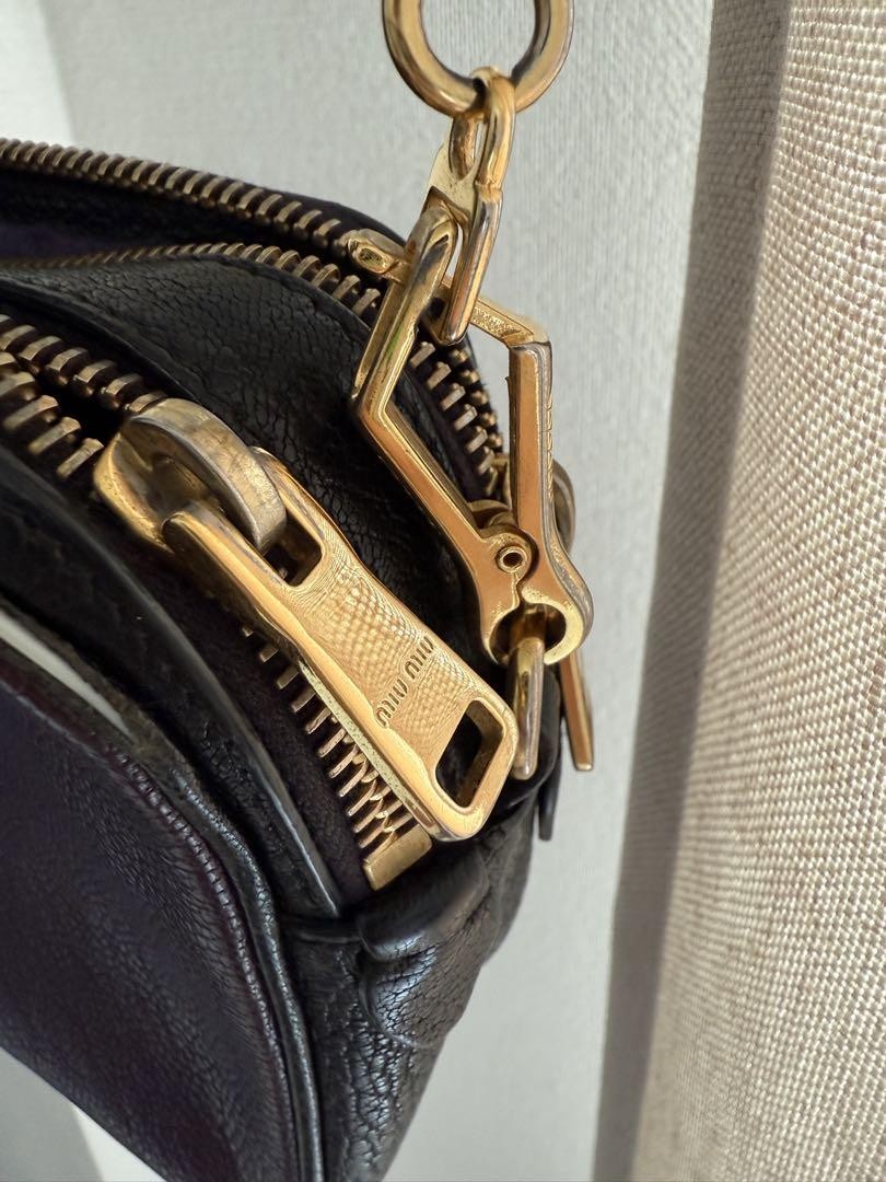 MIU MIU Shoulder Bag Purse Logo Leather Purple Authentic