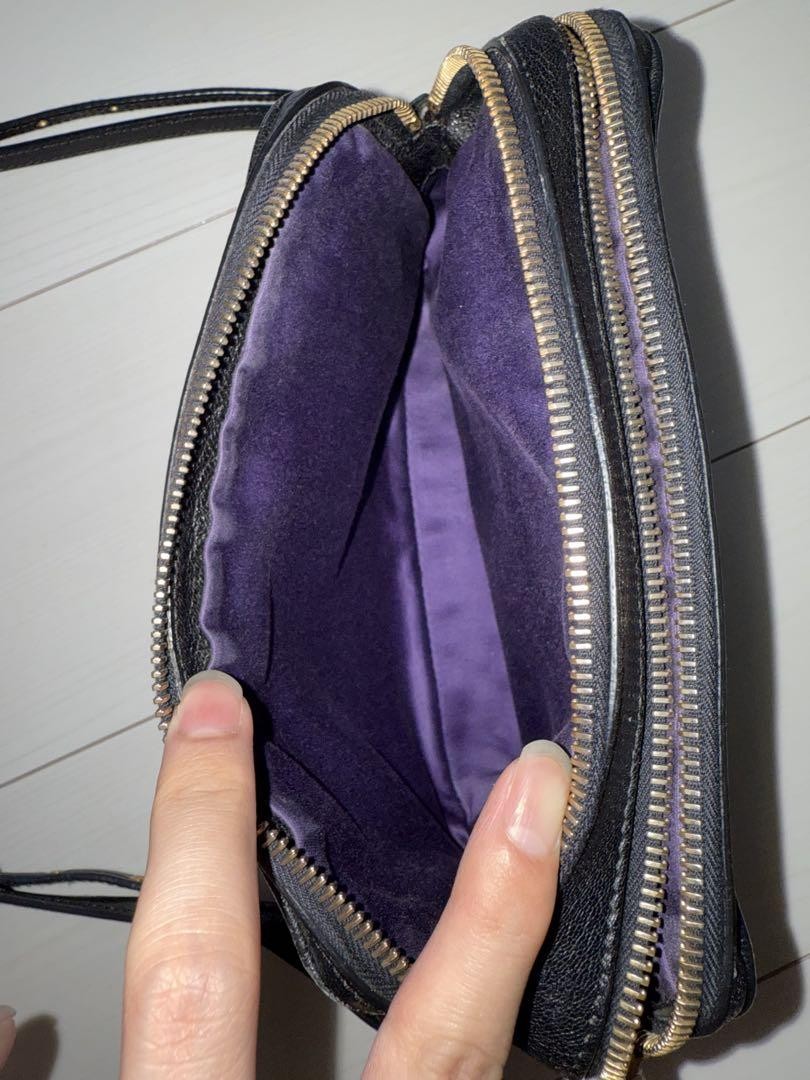 MIU MIU Shoulder Bag Purse Logo Leather Purple Authentic