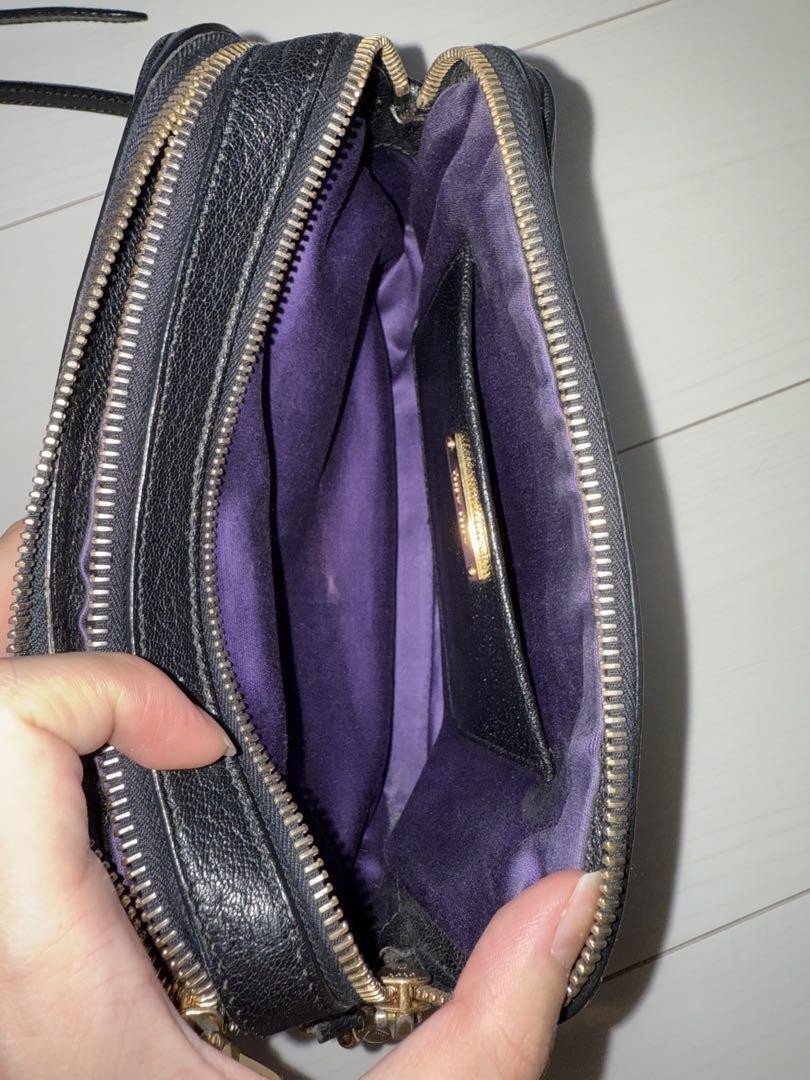 MIU MIU Shoulder Bag Purse Logo Leather Purple Authentic