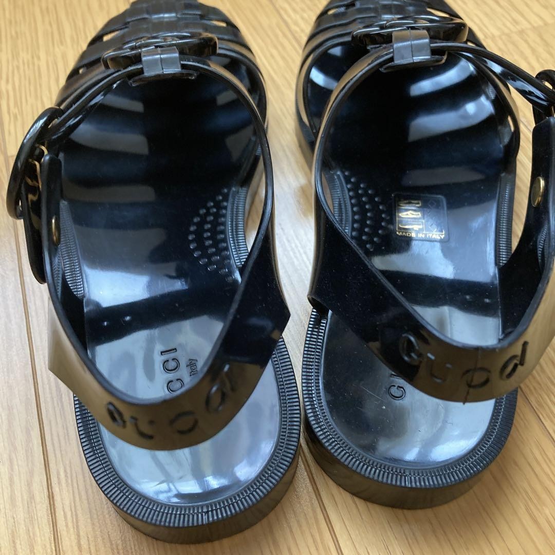 GUCCI Sandals Shoes GG EU 36 US 6 Black Authentic