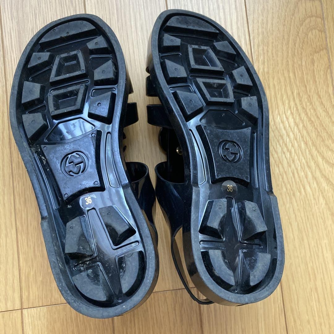 GUCCI Sandals Shoes GG EU 36 US 6 Black Authentic
