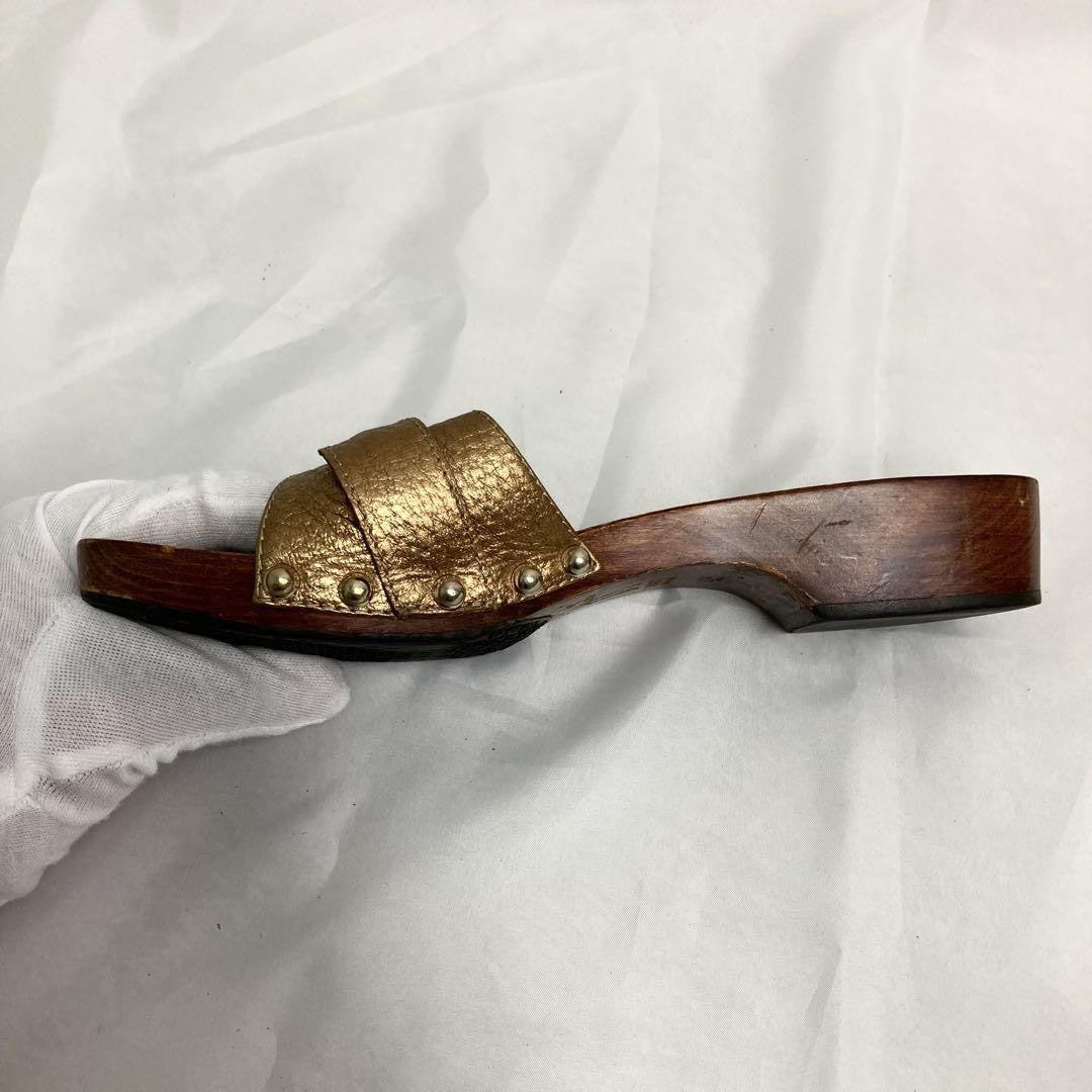GUCCI Sandals Shoes Horse bit EU 37.0 US 7.0 Brown Gold Authentic