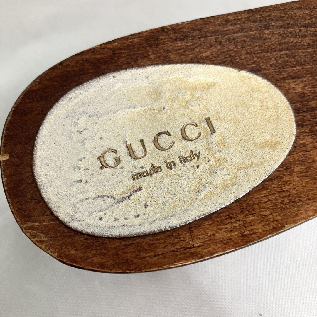 GUCCI Sandals Shoes Horse bit EU 37.0 US 7.0 Brown Gold Authentic