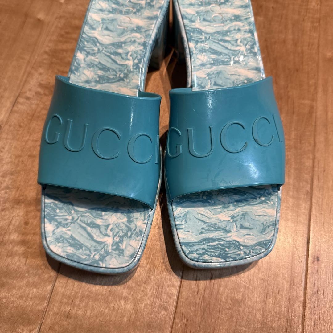 GUCCI Heel Sandals Shoes EU 38 US 8 Blue Authentic