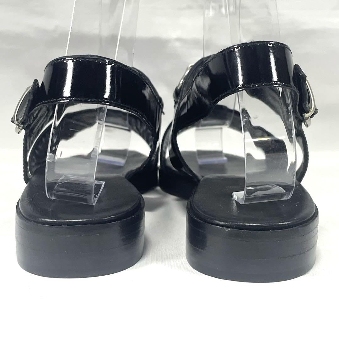 GUCCI Sandals Shoes Horse bit EU 37.0 US 7.0 Leather Black Authentic