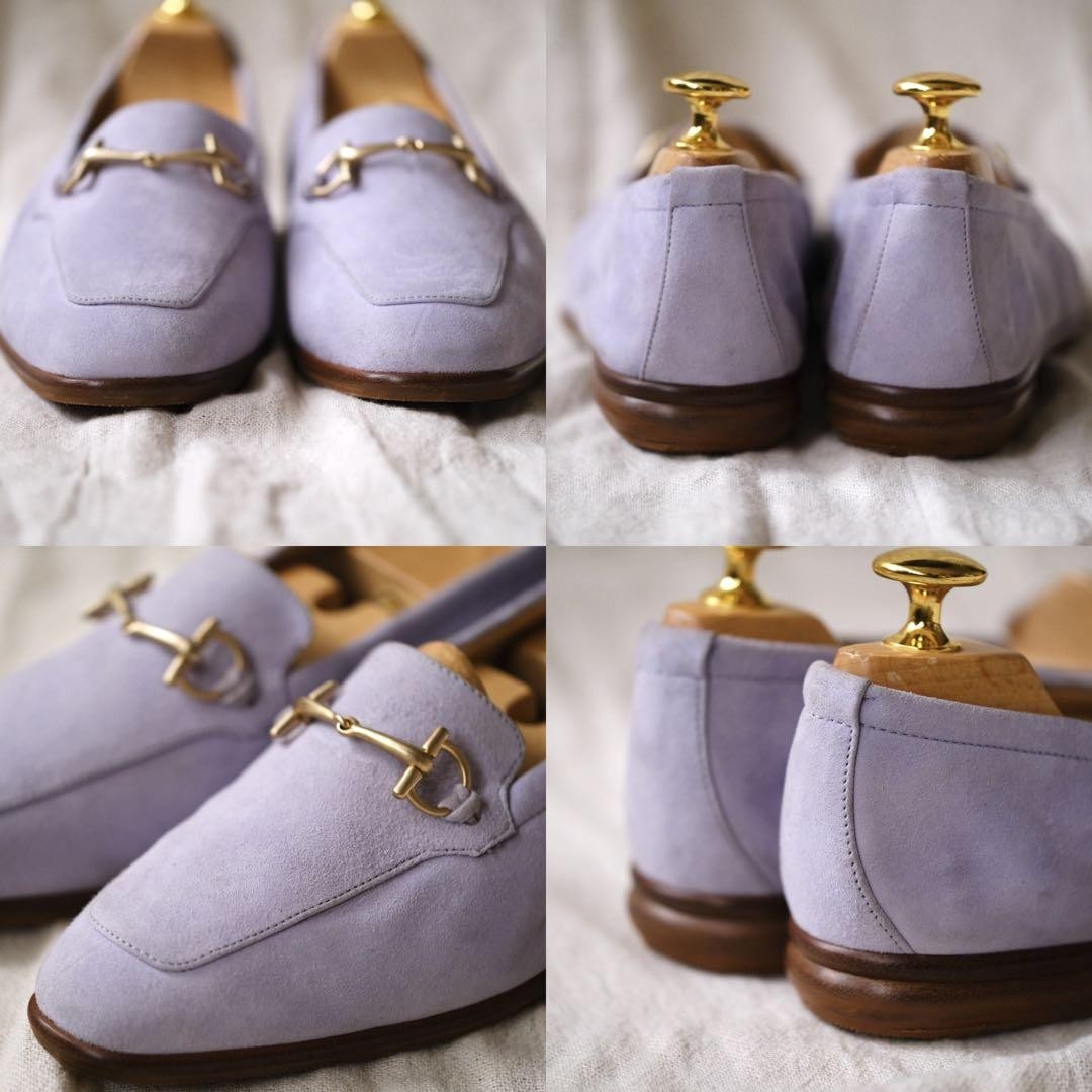 GUCCI Loafers Shoes Horse Bit EU 36 US 6 Suede Lavender Authentic