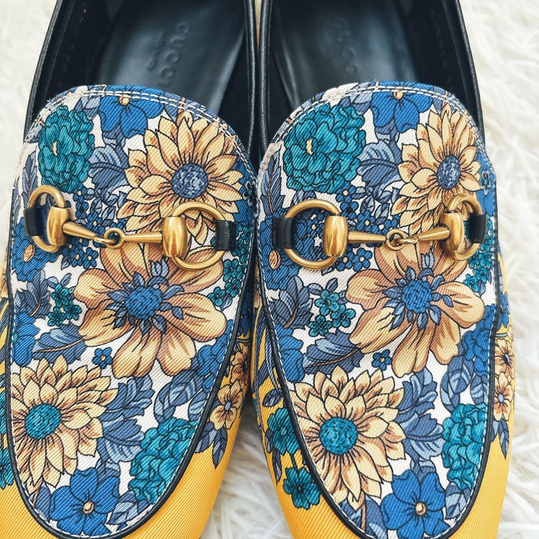 GUCCI Loafers Shoes Horse Bit EU 36.5 US 6.5 Blue Yellow Authentic