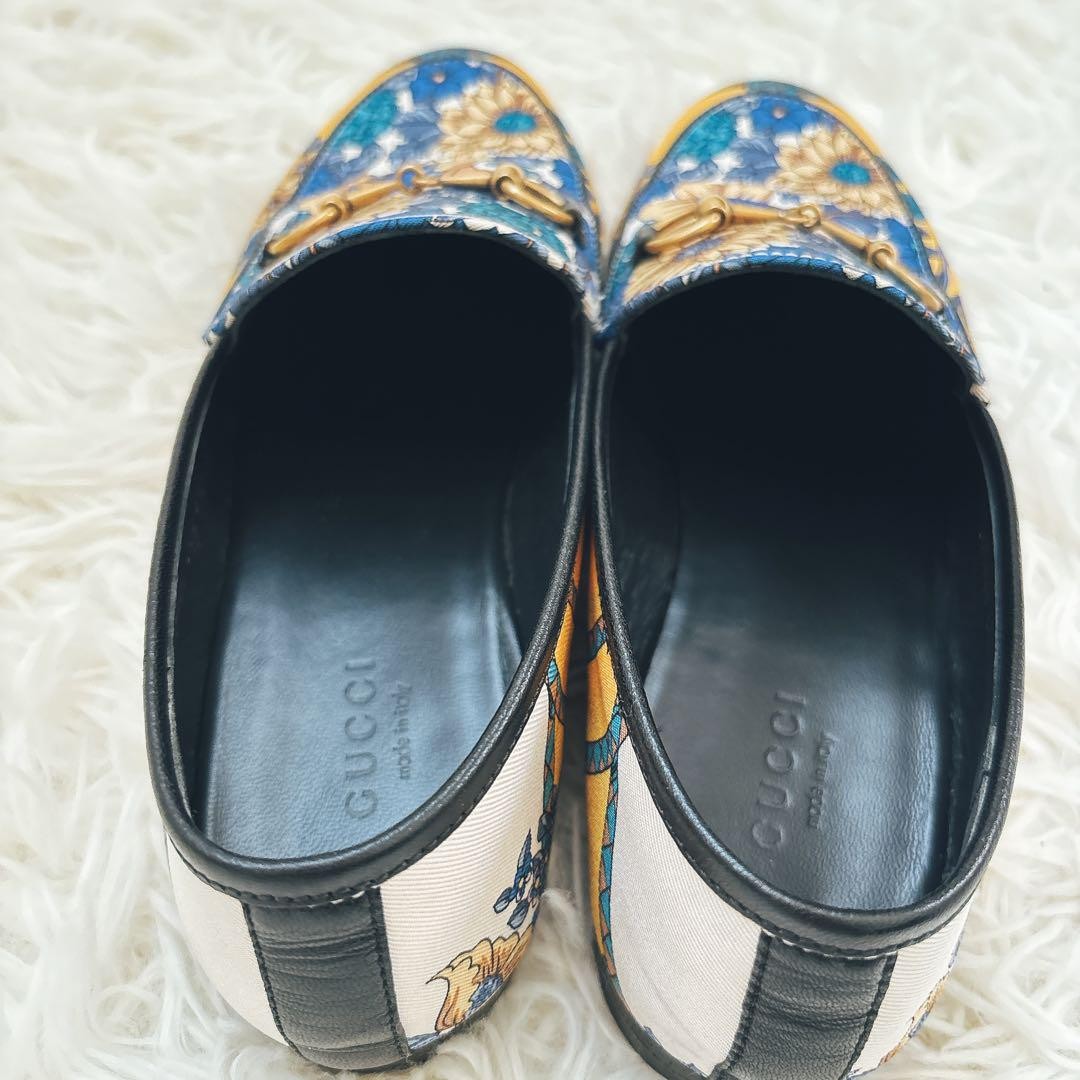 GUCCI Loafers Shoes Horse Bit EU 36.5 US 6.5 Blue Yellow Authentic