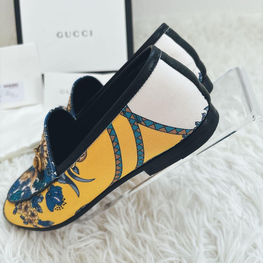 GUCCI Loafers Shoes Horse Bit EU 36.5 US 6.5 Blue Yellow Authentic