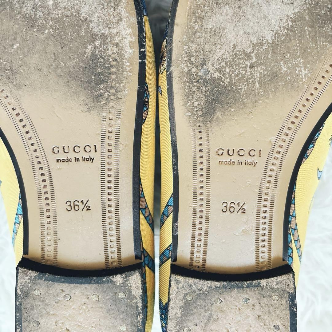 GUCCI Loafers Shoes Horse Bit EU 36.5 US 6.5 Blue Yellow Authentic