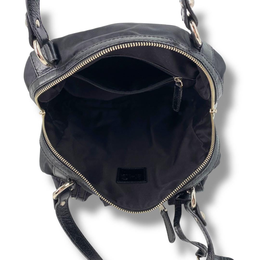 Dolce & Gabbana Hand Bag Tote Purse Nylon Leather Black Authentic