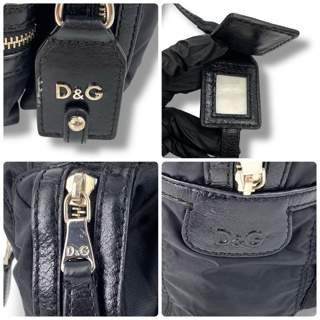 Dolce & Gabbana Hand Bag Tote Purse Nylon Leather Black Authentic
