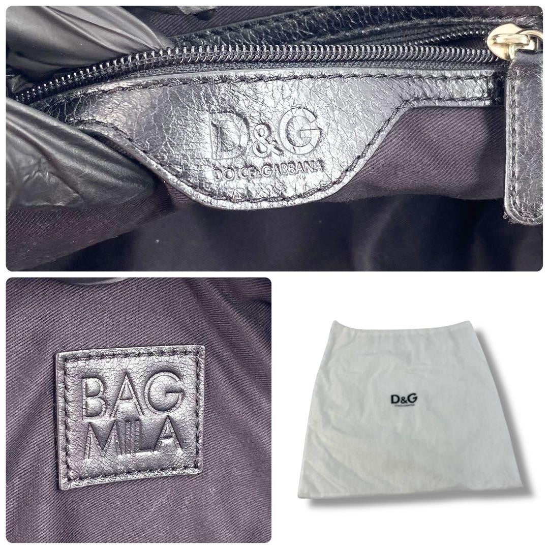 Dolce & Gabbana Hand Bag Tote Purse Nylon Leather Black Authentic