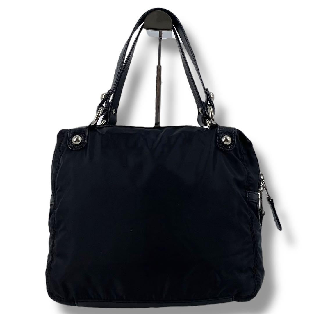 Dolce & Gabbana Hand Bag Tote Purse Nylon Leather Black Authentic
