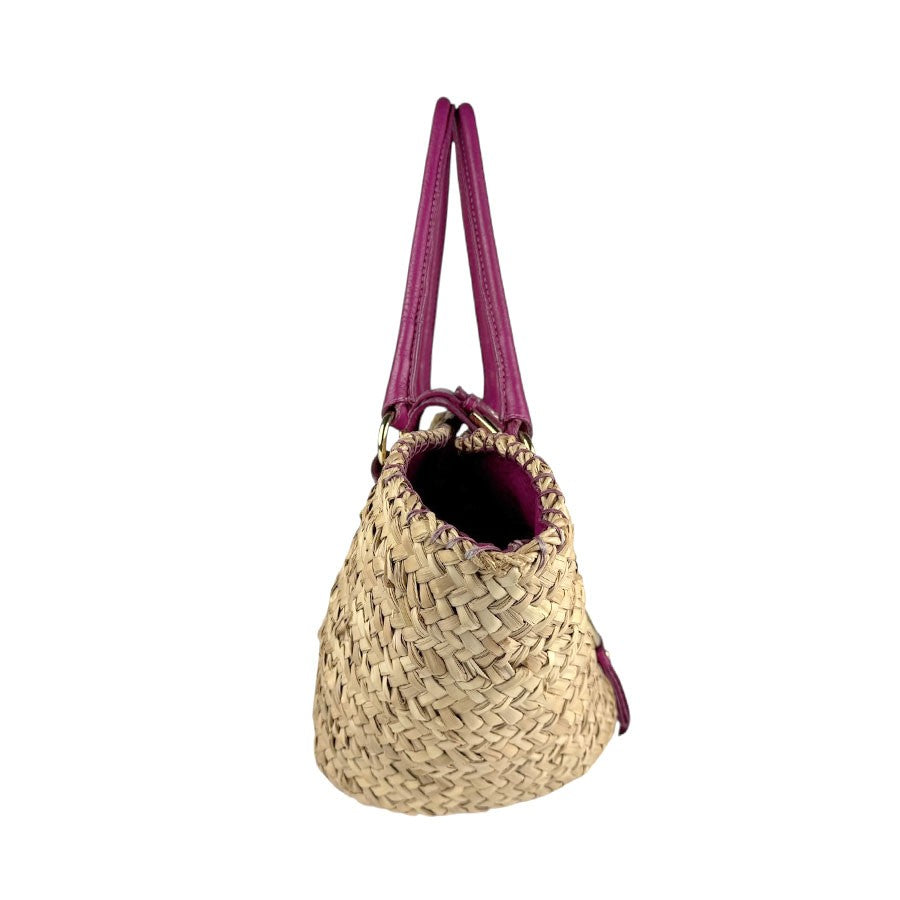 Dolce & Gabbana Hand Bag Tote Purse Leopard Natural Purple Authentic
