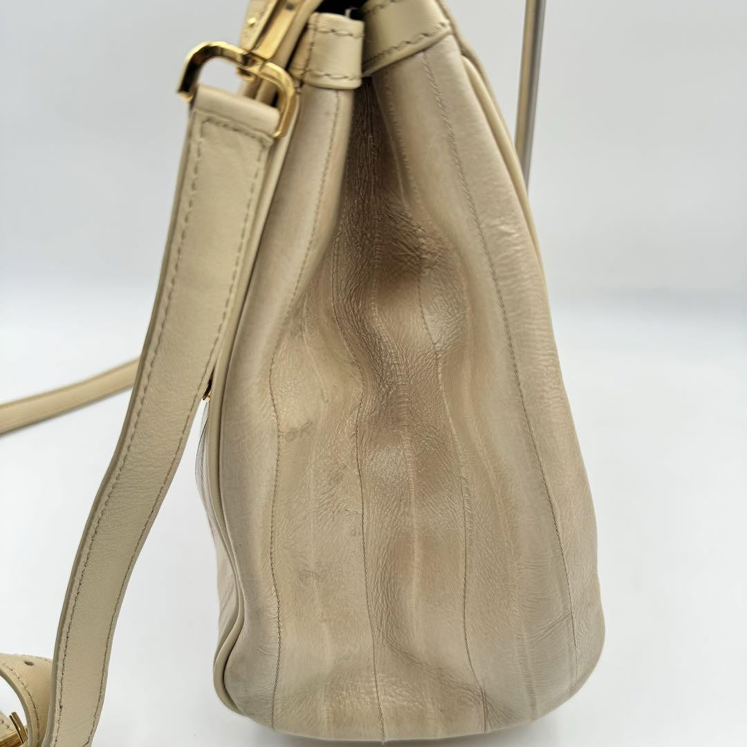 Dolce & Gabbana Hand Shoulder Bag Tote Purse 2way Leopard Leather Beige Auth