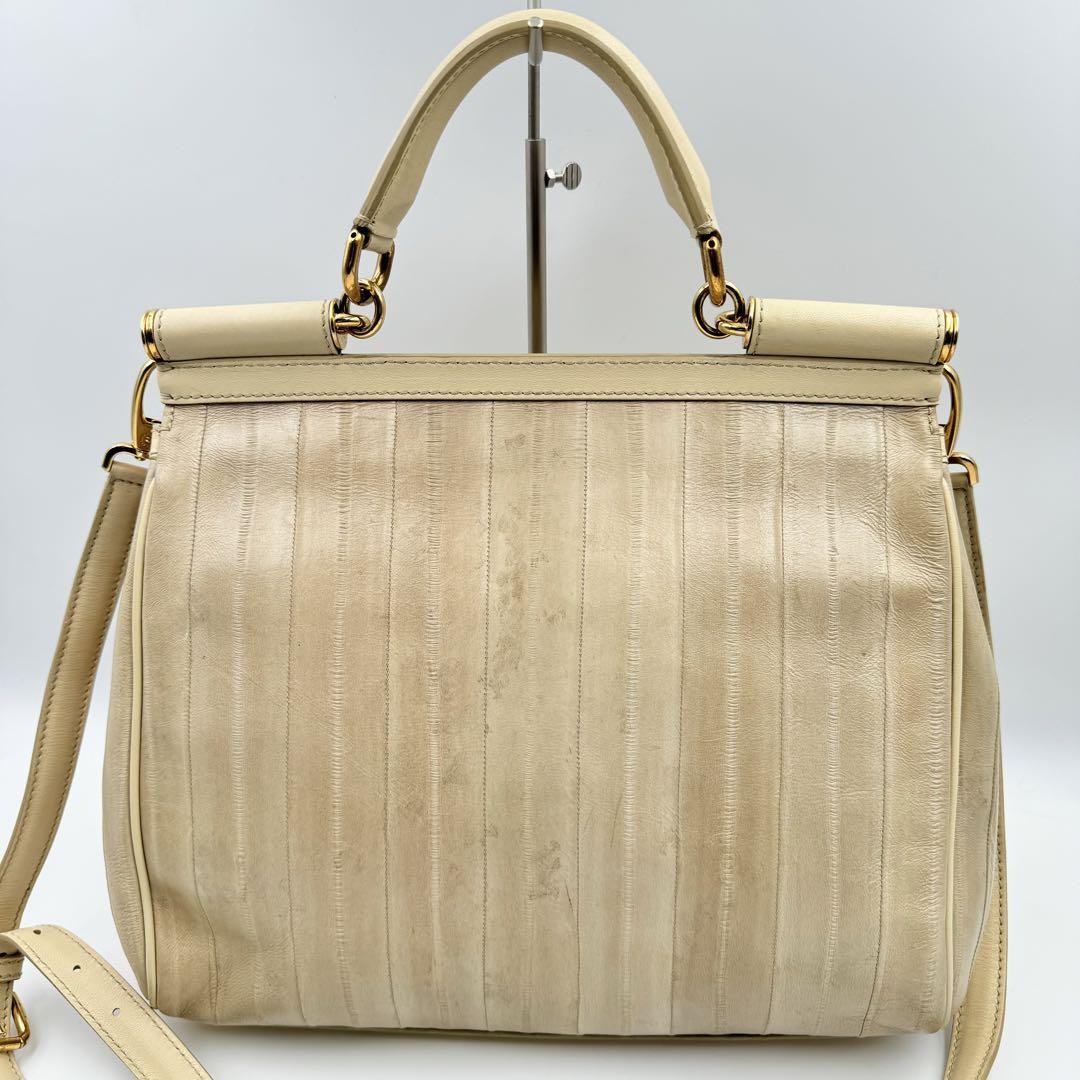 Dolce & Gabbana Hand Shoulder Bag Tote Purse 2way Leopard Leather Beige Auth