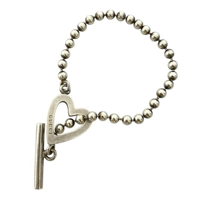 GUCCI Bracelet Bangle Open Heart Silver 925 Women Accessory Authentic