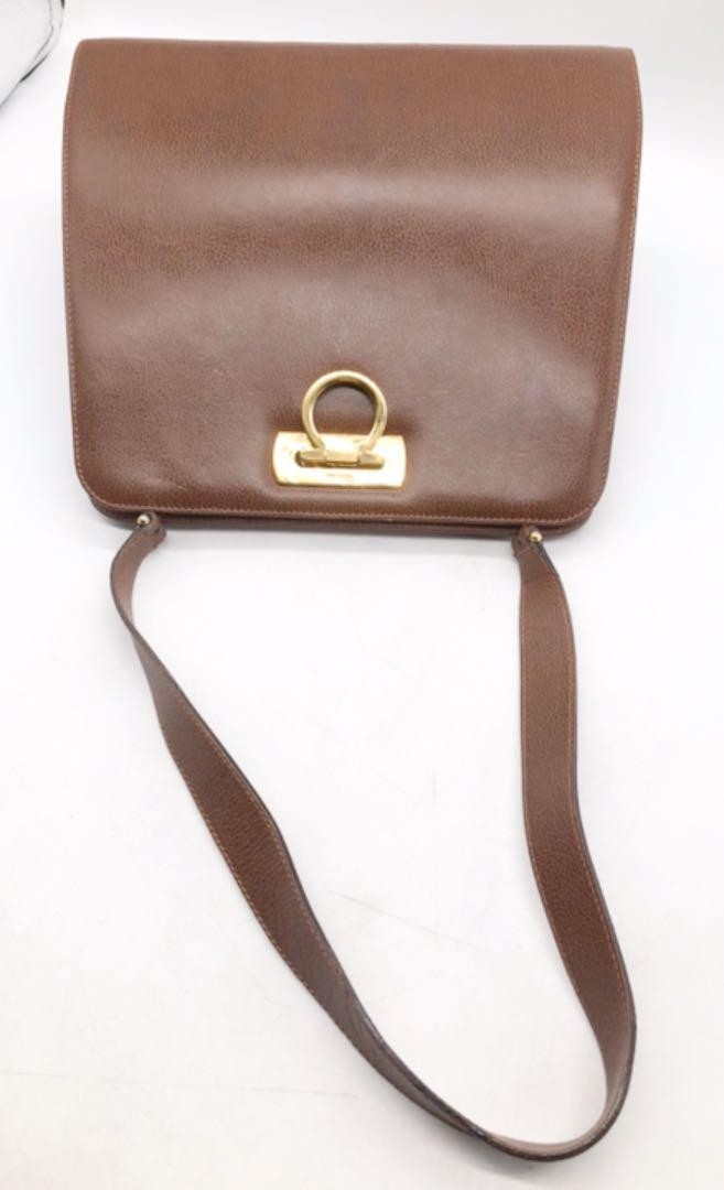 Salvatore Ferragamo Gancini handbag Purse Brown Leather Authentic Women's Used