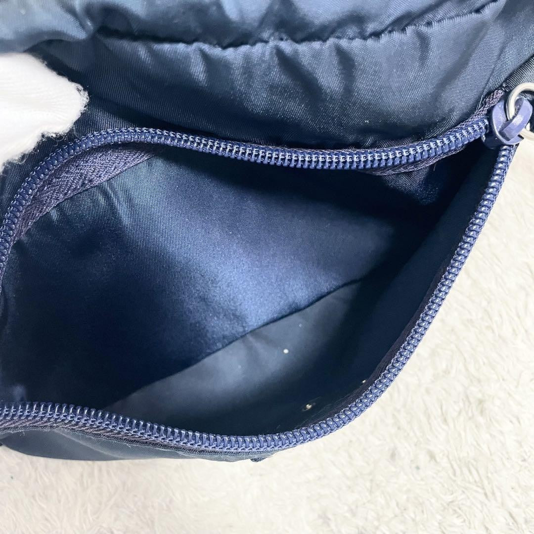 PRADA Shoulder Camera Bag Purse Logo Nylon Leather Blue Navy Authentic