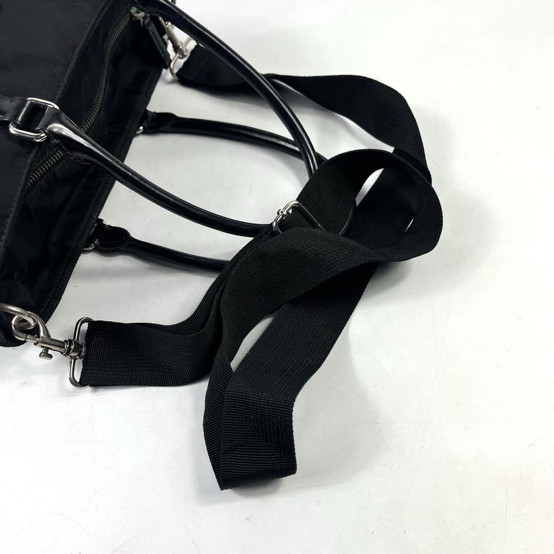 PRADA Hand Shoulder Bag Tote Purse 2way Nylon Black Authentic