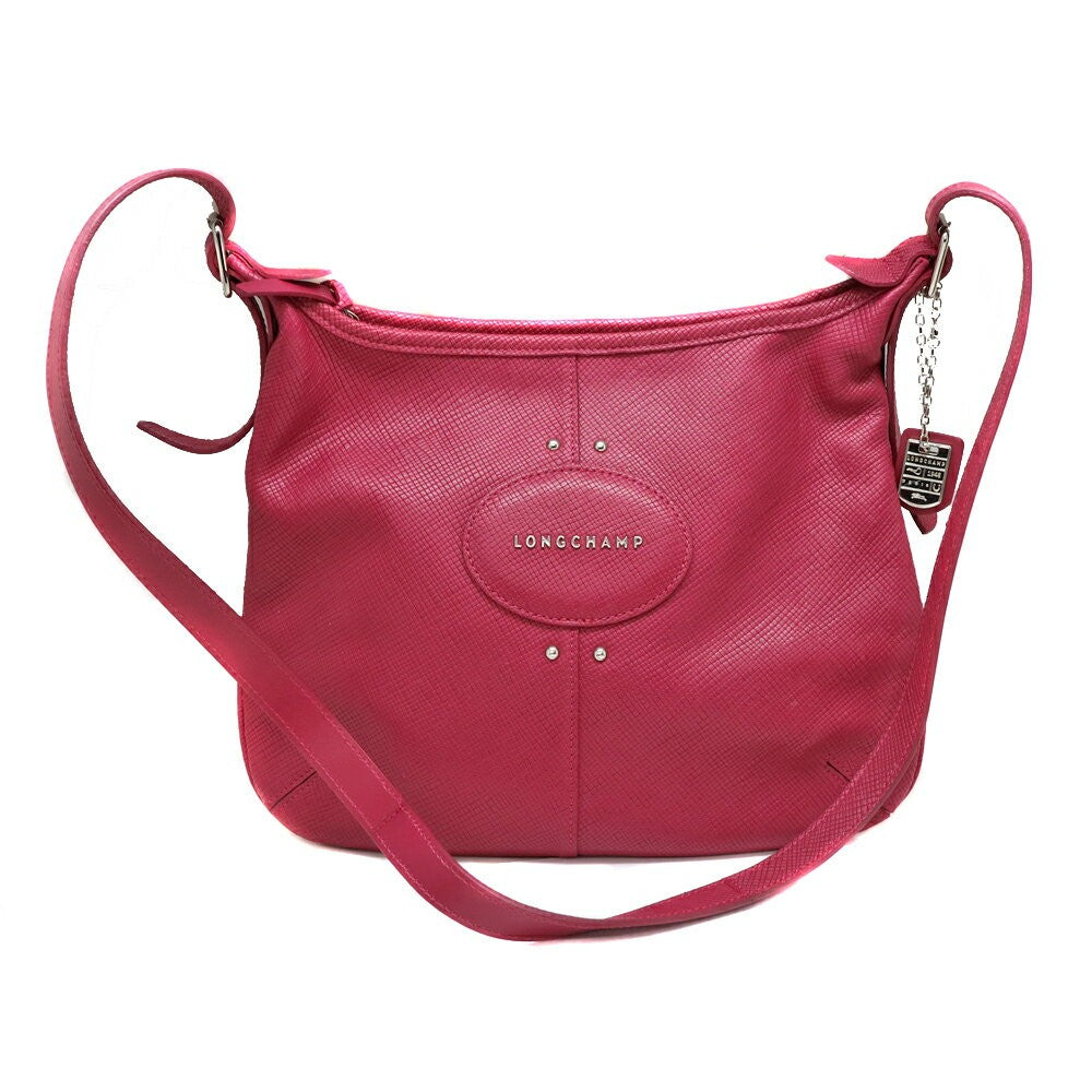 Longchamp Shoulder Bag Purse Leather Pink Authentic