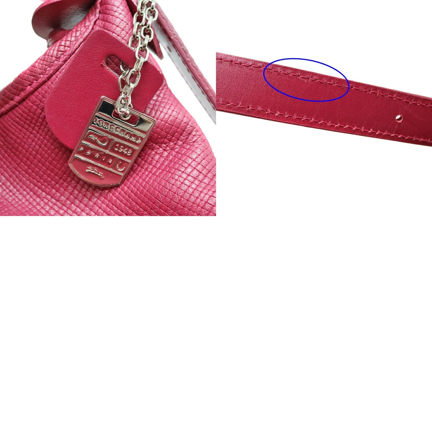 Longchamp Shoulder Bag Purse Leather Pink Authentic