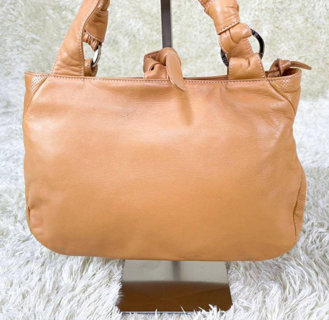 LOEWE Hand Bag Tote Purse Leather Light Brown Authentic