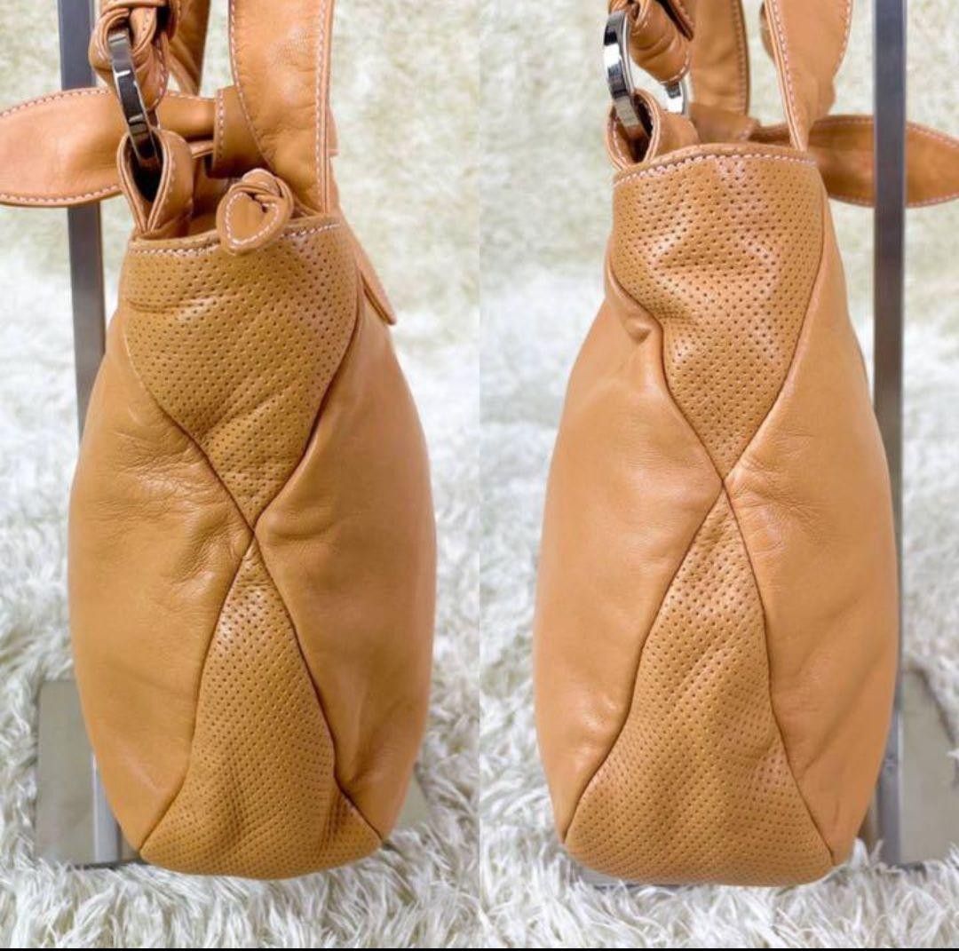LOEWE Hand Bag Tote Purse Leather Light Brown Authentic