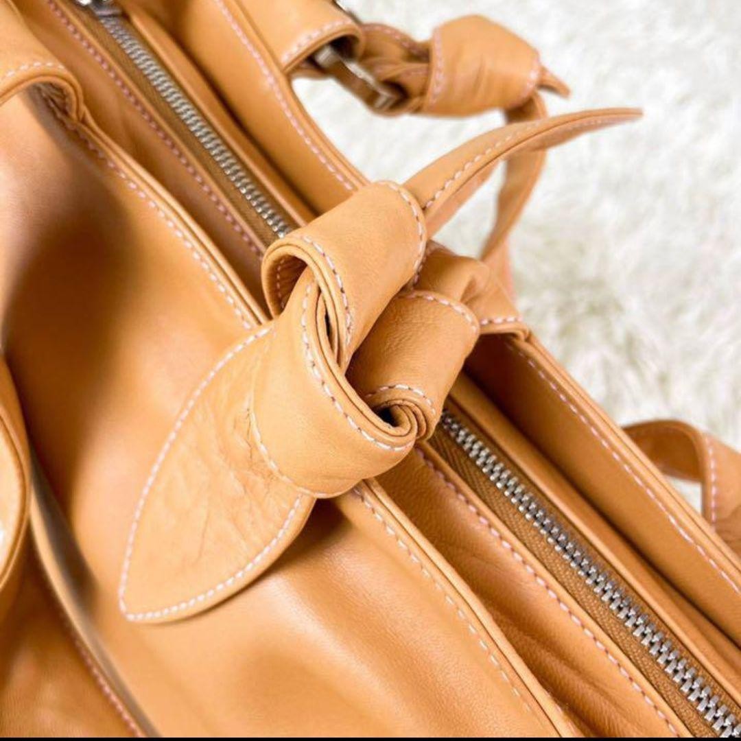 LOEWE Hand Bag Tote Purse Leather Light Brown Authentic
