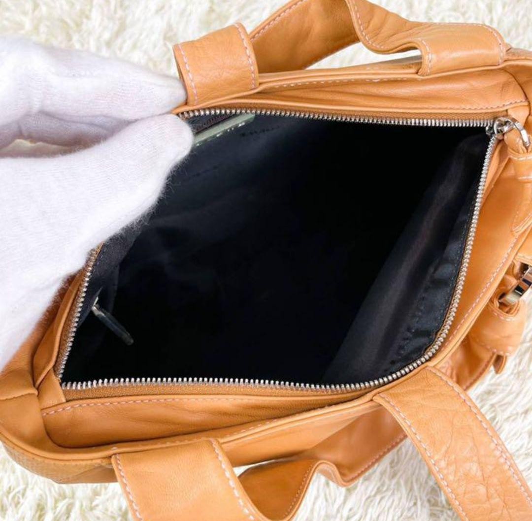 LOEWE Hand Bag Tote Purse Leather Light Brown Authentic