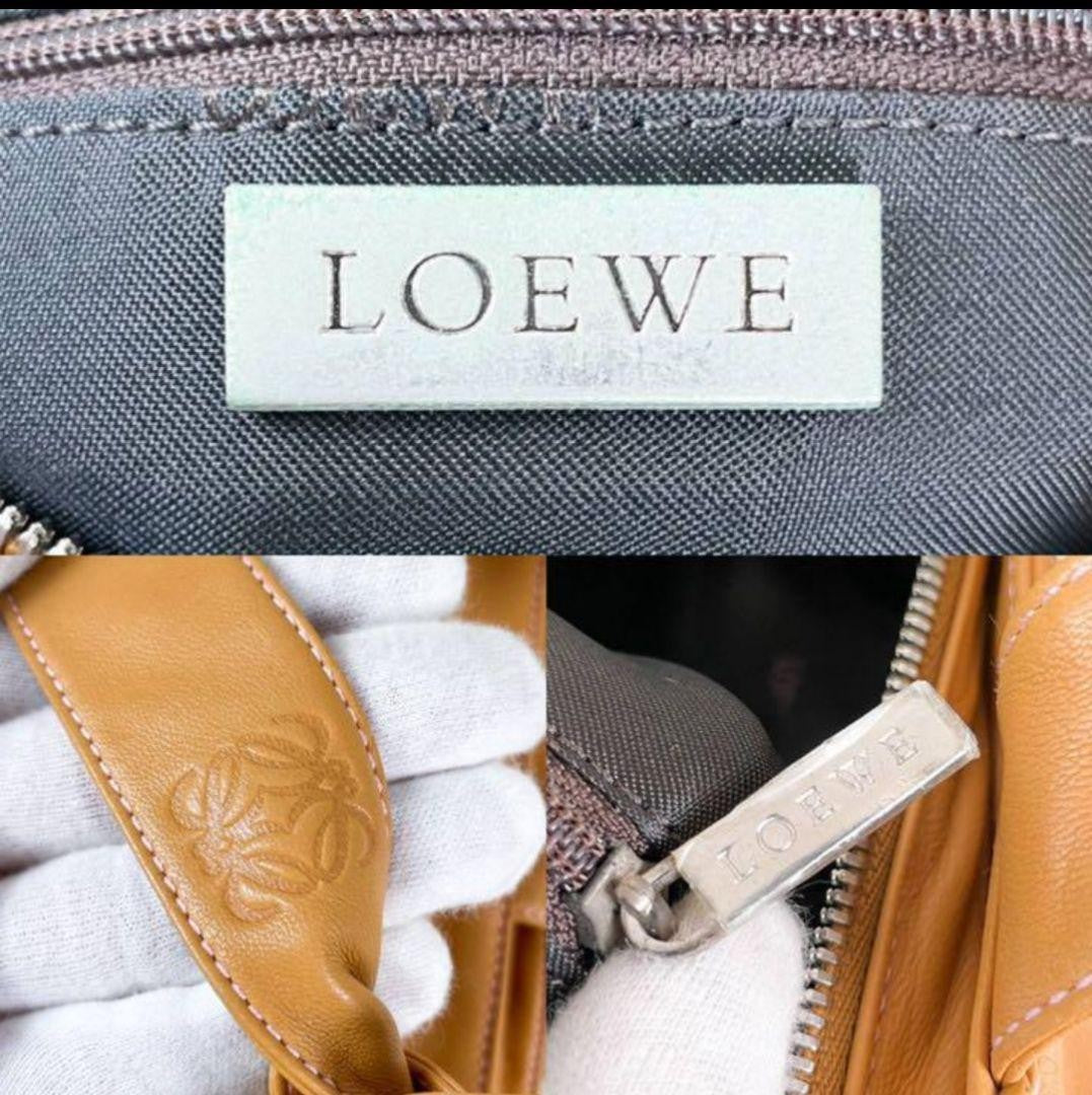 LOEWE Hand Bag Tote Purse Leather Light Brown Authentic