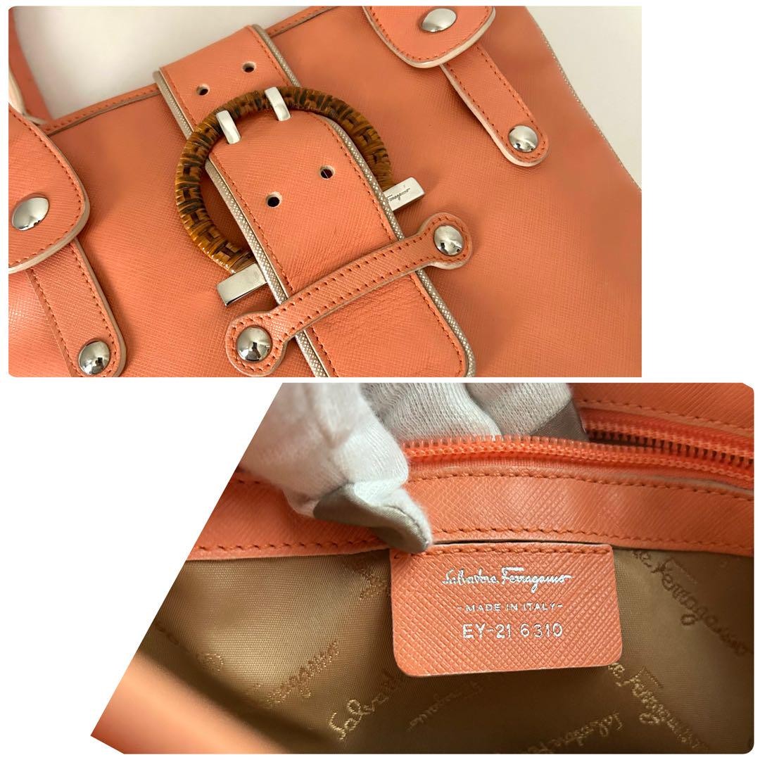 Salvatore Ferragamo Hand Shoulder Bag Tote Purse 2way Leather Authentic