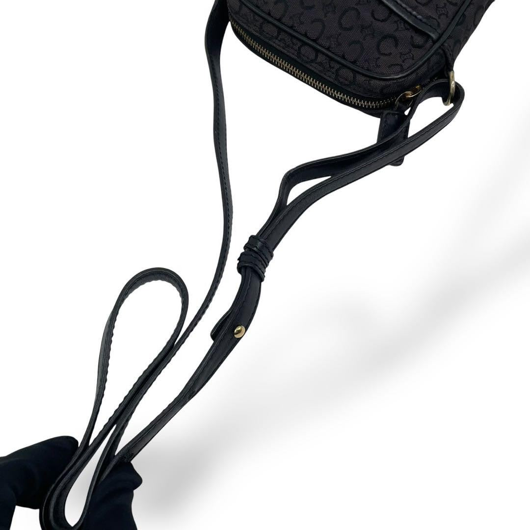 CELINE shoulder bag Purse Macadam Black Canvas Authentic Used Women's