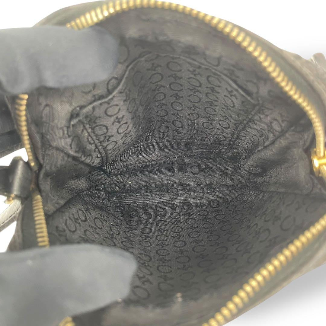 CELINE shoulder bag Purse Macadam Black Canvas Authentic Used Women's