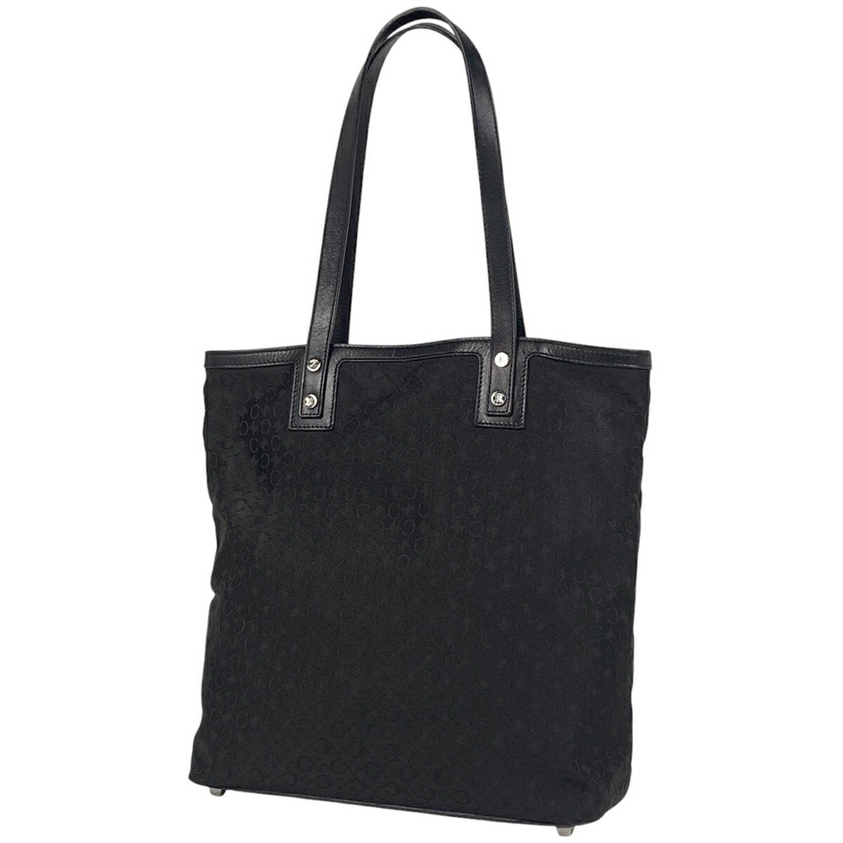CELINE handbag Tote Purse C Macadam Black Canvas Leather Women's Authentic Used