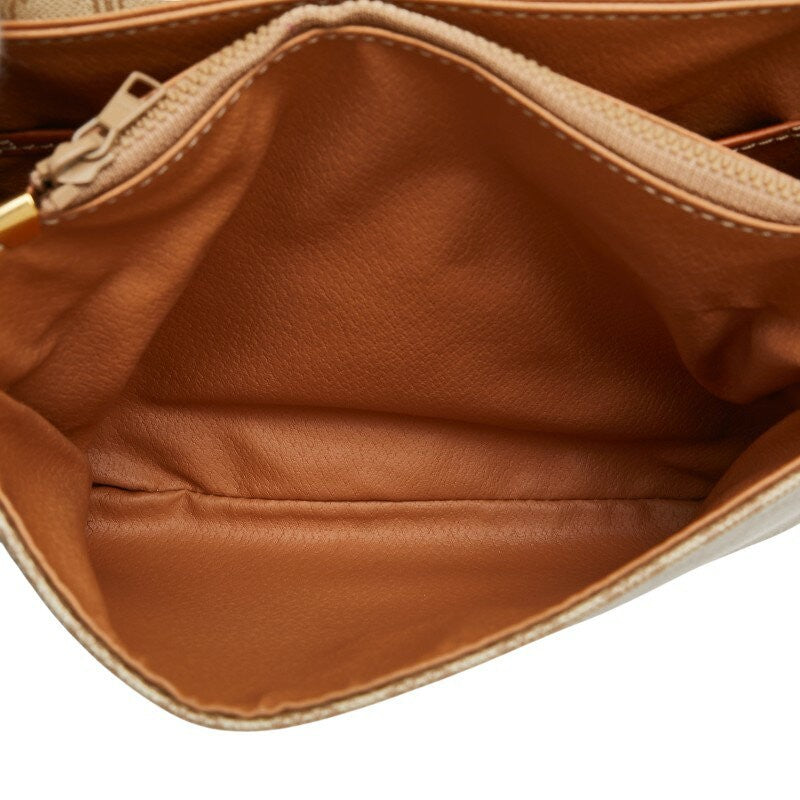 CELINE shoulder bag Purse Macadam Beige Brown PVC Leather Women's Authentic Used